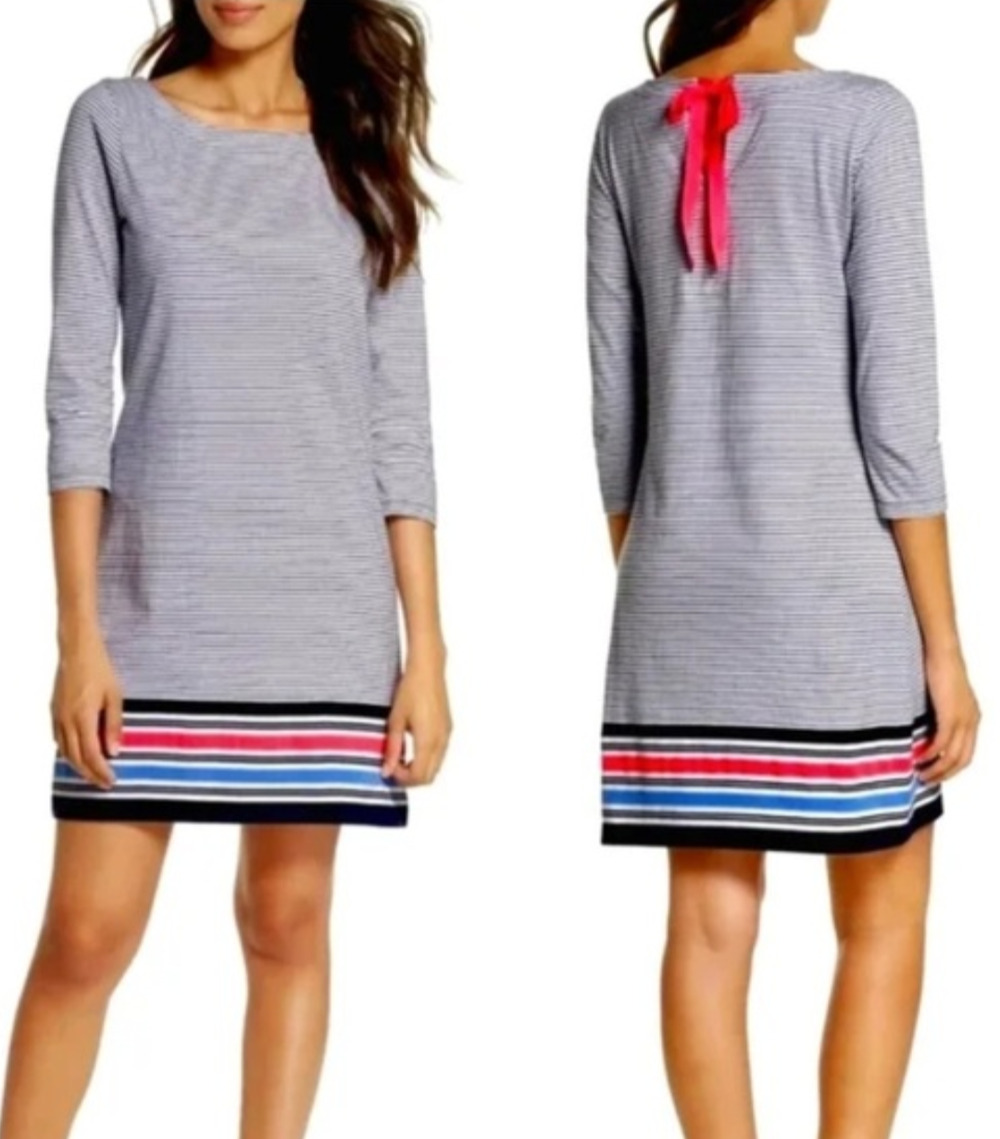 Lilly Pulitzer Noelle Bayside blue striped dress Small Coastal Retro Preppy